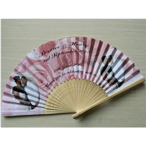 Custom Folding Paper Hand Fan/ Wedding Invitation Fan - Custom Folding Paper Hand Fan/ Wedding Invitation Fan - Image 1 of 2