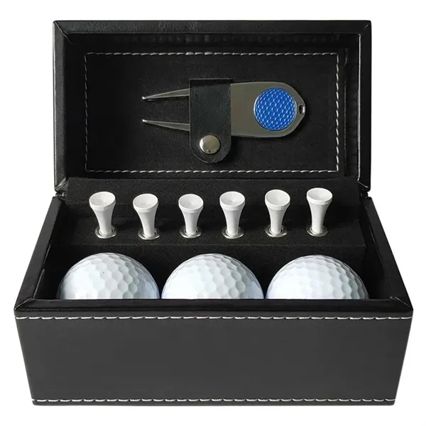 Leather Box Golf Ball Set - Leather Box Golf Ball Set - Image 1 of 4