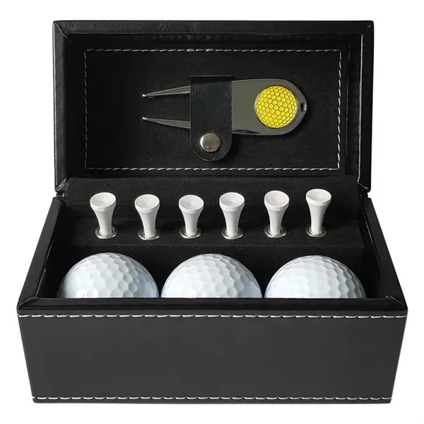 Leather Box Golf Ball Set - Leather Box Golf Ball Set - Image 3 of 4