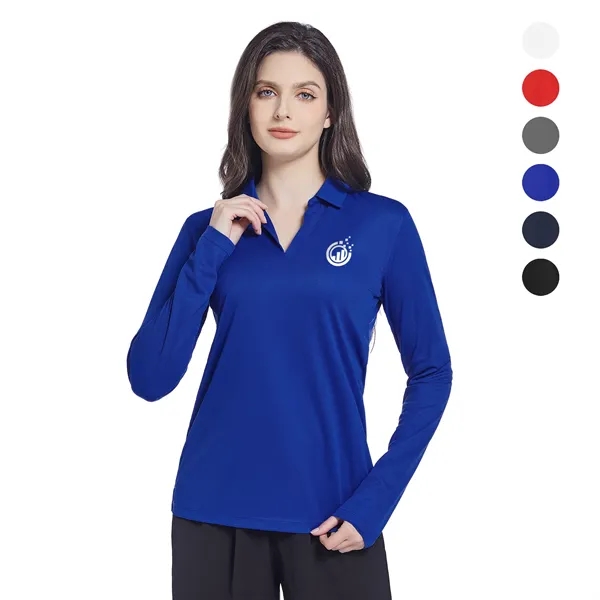 Ladies Sport Micro Pique Long Sleeve Polo Shirt - Ladies Sport Micro Pique Long Sleeve Polo Shirt - Image 0 of 7