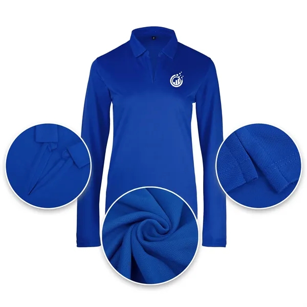Ladies Sport Micro Pique Long Sleeve Polo Shirt - Ladies Sport Micro Pique Long Sleeve Polo Shirt - Image 1 of 7
