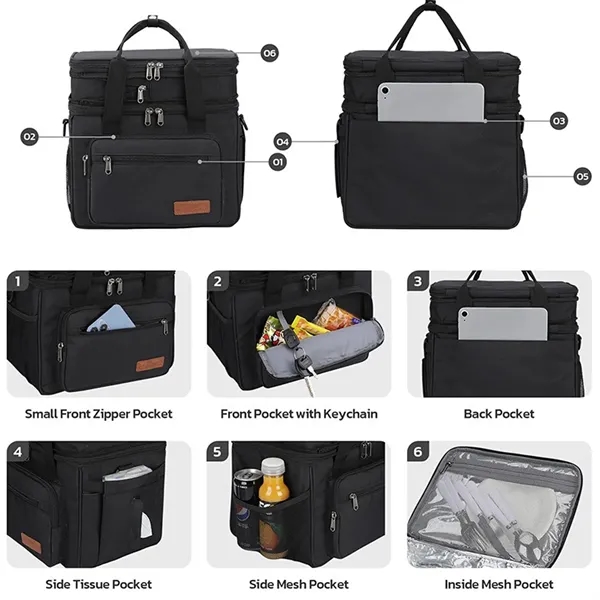 23L Double Deck Insulated Cooler Lunch Bag - 23L Double Deck Insulated Cooler Lunch Bag - Image 3 of 7
