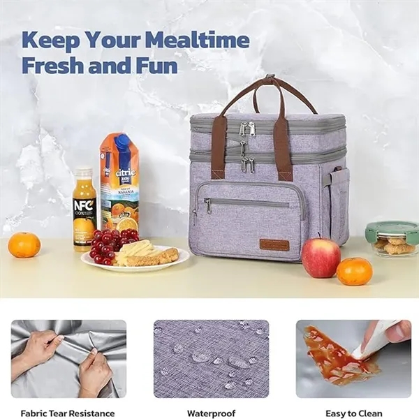 23L Double Deck Insulated Cooler Lunch Bag - 23L Double Deck Insulated Cooler Lunch Bag - Image 4 of 7