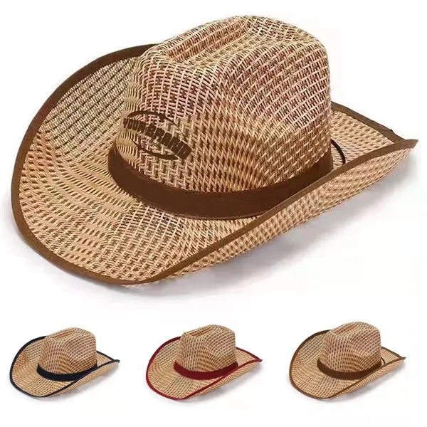 Unisex Woven Straw Round Up Summer Beach Wide Brim Hat - Unisex Woven Straw Round Up Summer Beach Wide Brim Hat - Image 0 of 3