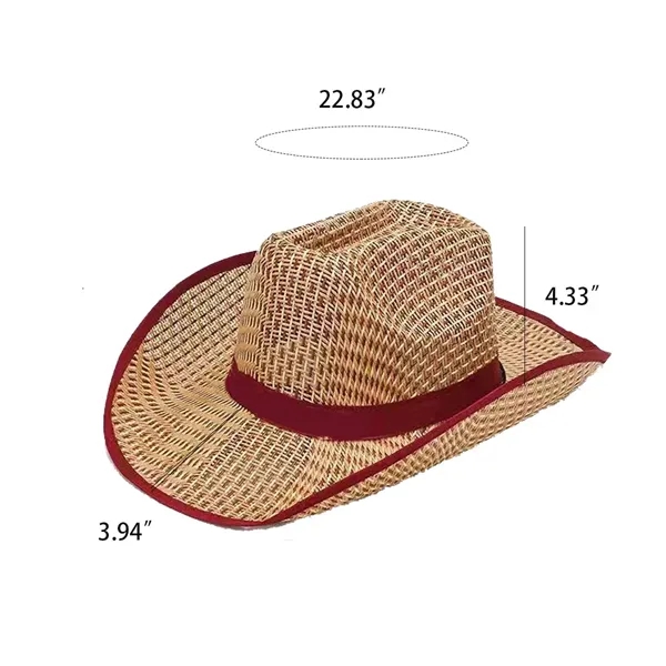 Unisex Woven Straw Round Up Summer Beach Wide Brim Hat - Unisex Woven Straw Round Up Summer Beach Wide Brim Hat - Image 1 of 3