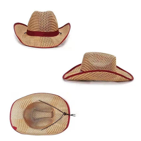 Unisex Woven Straw Round Up Summer Beach Wide Brim Hat - Unisex Woven Straw Round Up Summer Beach Wide Brim Hat - Image 2 of 3