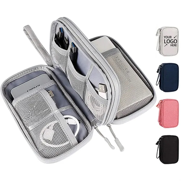 Electronic Cable Organizer Bag Double Layer With Handle - Electronic Cable Organizer Bag Double Layer With Handle - Image 0 of 6