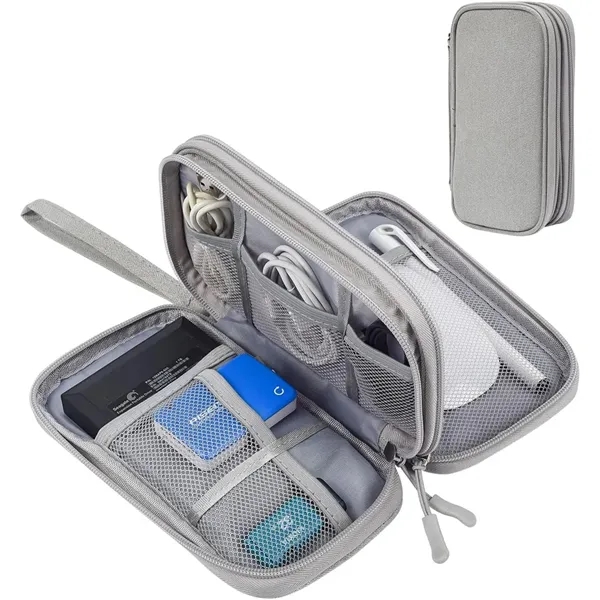 Electronic Cable Organizer Bag Double Layer With Handle - Electronic Cable Organizer Bag Double Layer With Handle - Image 1 of 6
