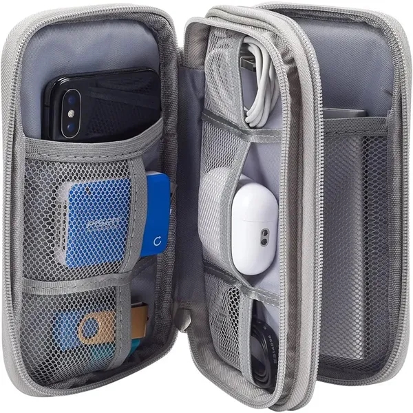 Electronic Cable Organizer Bag Double Layer With Handle - Electronic Cable Organizer Bag Double Layer With Handle - Image 2 of 6