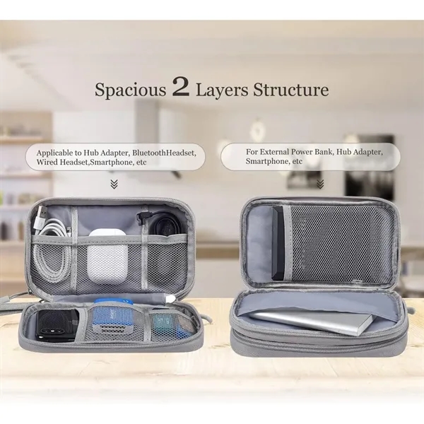 Electronic Cable Organizer Bag Double Layer With Handle - Electronic Cable Organizer Bag Double Layer With Handle - Image 3 of 6