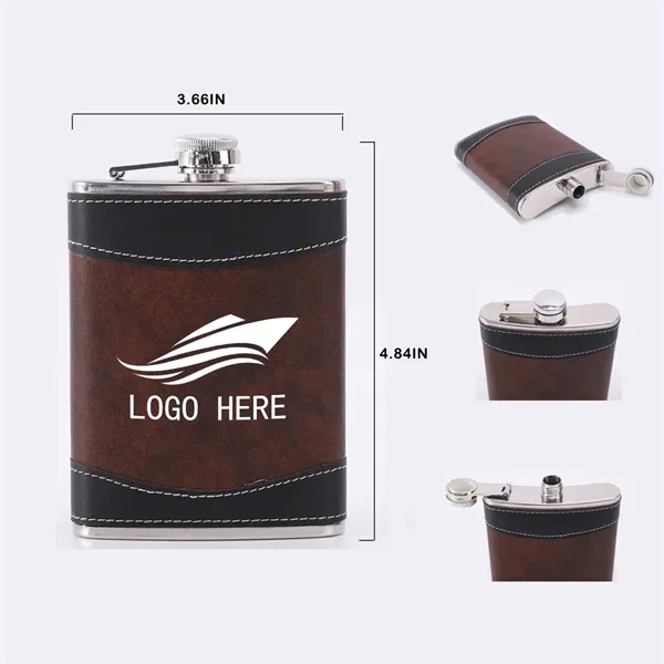 Elegantsip Leather Clad Hip Flask Stainless Steel Whiskey - Elegantsip Leather Clad Hip Flask Stainless Steel Whiskey - Image 1 of 1