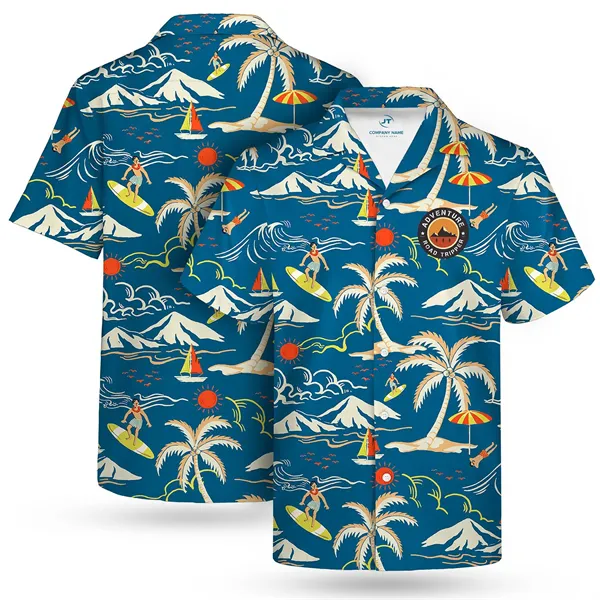 Men's 135gsm Sublimated Hawaiian Cuban Collar Camp Shirt - Men's 135gsm Sublimated Hawaiian Cuban Collar Camp Shirt - Image 0 of 7