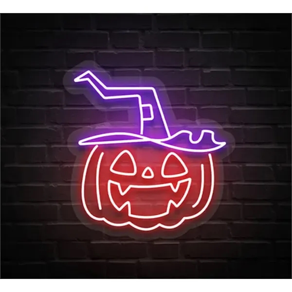 Pumpkin Witch Hat Neon Sign - Pumpkin Witch Hat Neon Sign - Image 0 of 2