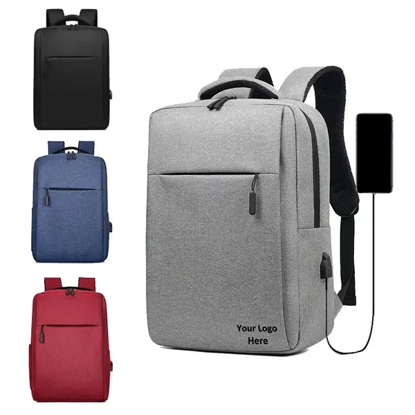 Oxford Cloth Laptop Backpack With External USB Interface - Oxford Cloth Laptop Backpack With External USB Interface - Image 0 of 1