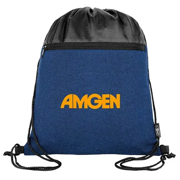 rPET Heather Draw String Bag with Front Zipper Pocket - rPET Heather Draw String Bag with Front Zipper Pocket - Image 0 of 15