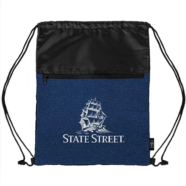 rPET Heather Draw String Bag with Front Zipper Pocket - rPET Heather Draw String Bag with Front Zipper Pocket - Image 1 of 15