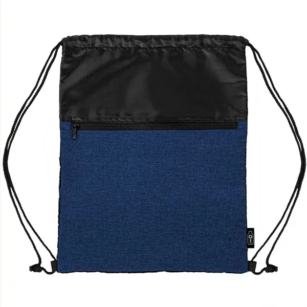 rPET Heather Draw String Bag with Front Zipper Pocket - rPET Heather Draw String Bag with Front Zipper Pocket - Image 2 of 15