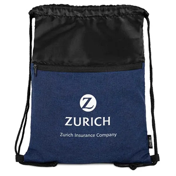 rPET Heather Draw String Bag with Front Zipper Pocket - rPET Heather Draw String Bag with Front Zipper Pocket - Image 3 of 15
