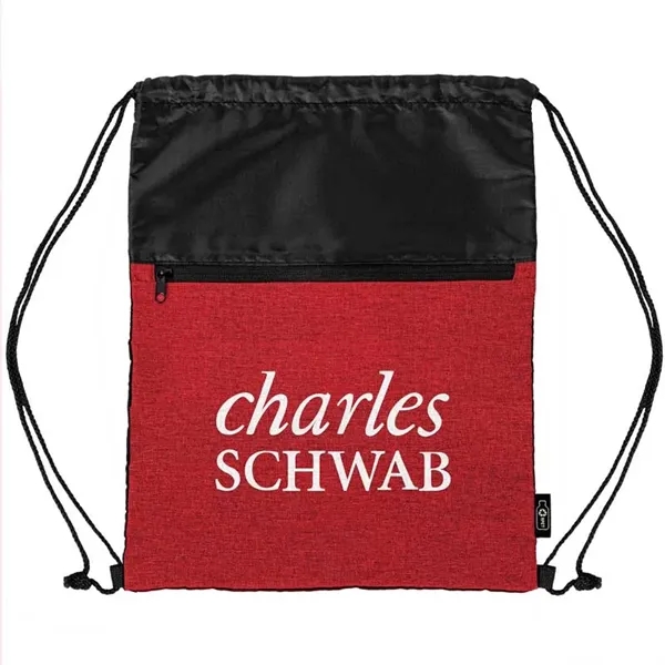 rPET Heather Draw String Bag with Front Zipper Pocket - rPET Heather Draw String Bag with Front Zipper Pocket - Image 5 of 15