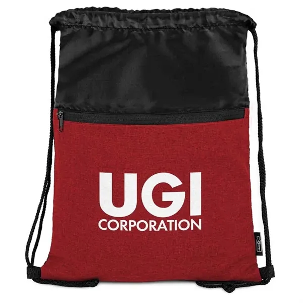 rPET Heather Draw String Bag with Front Zipper Pocket - rPET Heather Draw String Bag with Front Zipper Pocket - Image 7 of 15