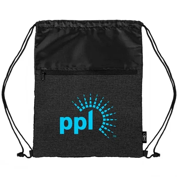 rPET Heather Draw String Bag with Front Zipper Pocket - rPET Heather Draw String Bag with Front Zipper Pocket - Image 9 of 15