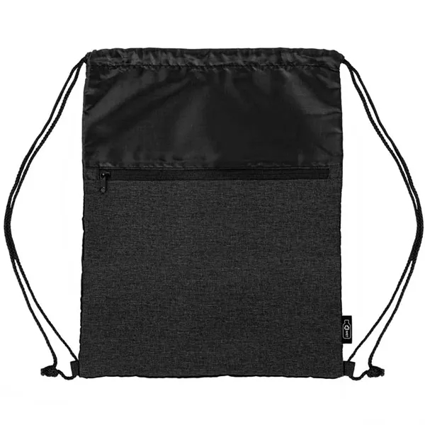 rPET Heather Draw String Bag with Front Zipper Pocket - rPET Heather Draw String Bag with Front Zipper Pocket - Image 10 of 15