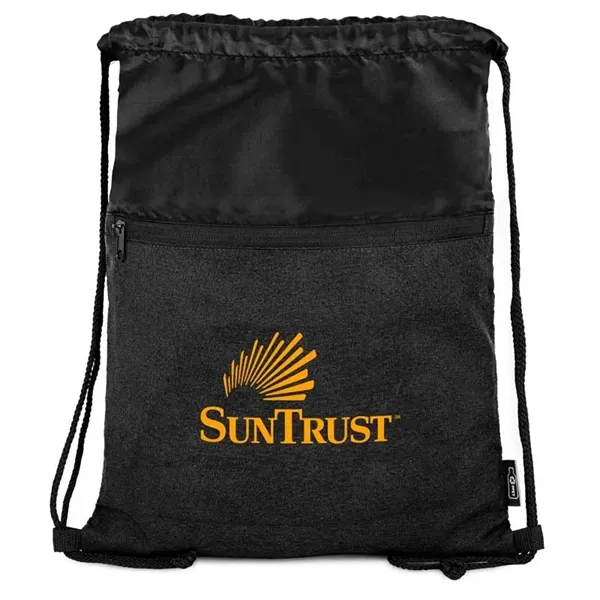 rPET Heather Draw String Bag with Front Zipper Pocket - rPET Heather Draw String Bag with Front Zipper Pocket - Image 11 of 15