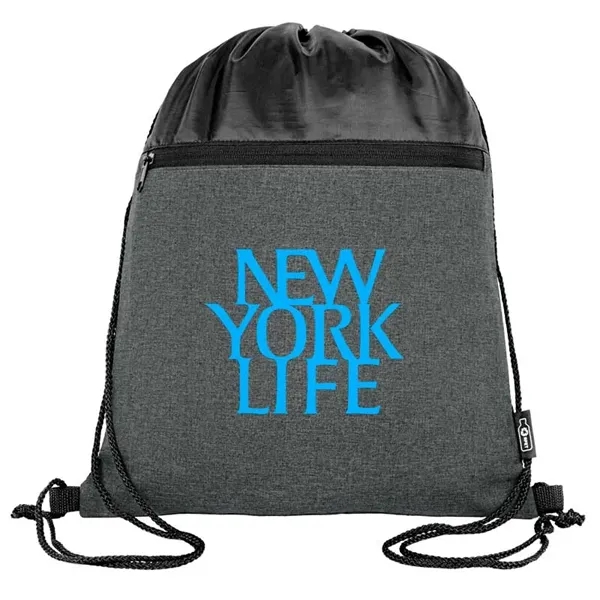 rPET Heather Draw String Bag with Front Zipper Pocket - rPET Heather Draw String Bag with Front Zipper Pocket - Image 12 of 15