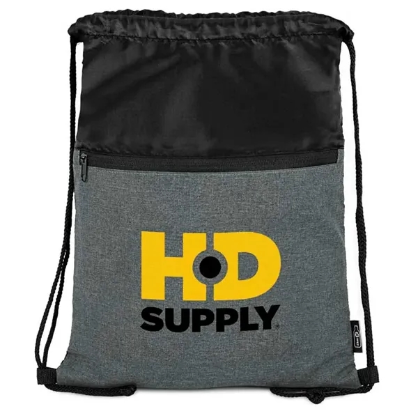 rPET Heather Draw String Bag with Front Zipper Pocket - rPET Heather Draw String Bag with Front Zipper Pocket - Image 15 of 15