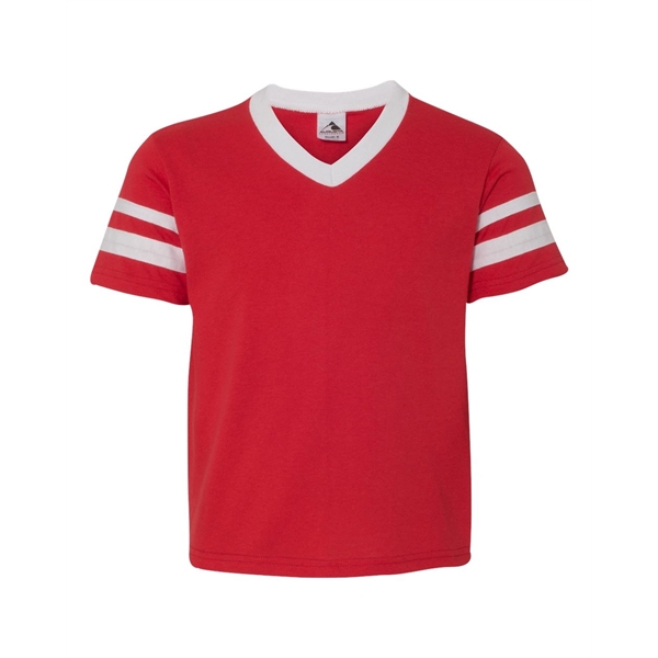 Augusta Sportswear Youth V-Neck Jersey with Striped Sleeves - Augusta Sportswear Youth V-Neck Jersey with Striped Sleeves - Image 24 of 73
