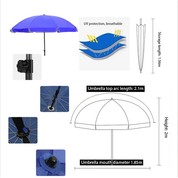 7ft Arc Summer UV Beach Umbrella Tent Canopy Sunshade Shadow - 7ft Arc Summer UV Beach Umbrella Tent Canopy Sunshade Shadow - Image 2 of 2