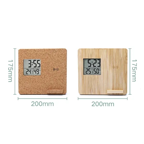 Wireless Charging Weather Temperature Humidity Bamboo Clock - Wireless Charging Weather Temperature Humidity Bamboo Clock - Image 1 of 5