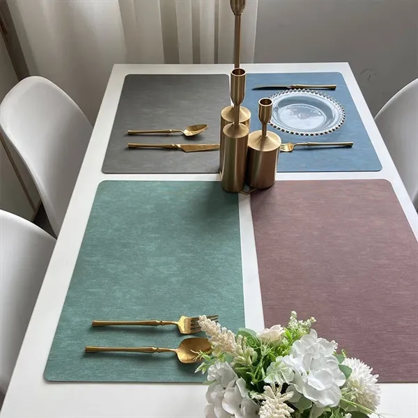 Faux Leather Placemats PU Table Mats Waterproof - Faux Leather Placemats PU Table Mats Waterproof - Image 2 of 4