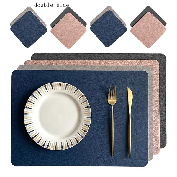 Faux Leather Placemats PU Table Mats Waterproof - Faux Leather Placemats PU Table Mats Waterproof - Image 4 of 4