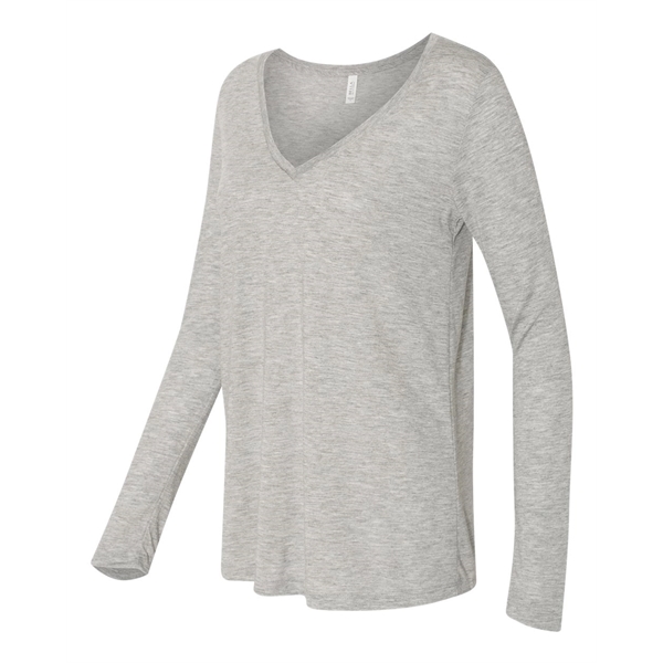 BELLA + CANVAS Women's Flowy Long Sleeve V-Neck Tee - BELLA + CANVAS Women's Flowy Long Sleeve V-Neck Tee - Image 2 of 24