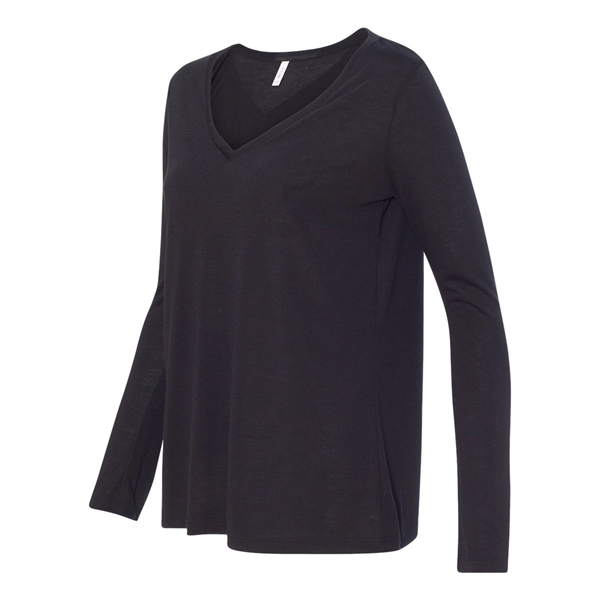 BELLA + CANVAS Women's Flowy Long Sleeve V-Neck Tee - BELLA + CANVAS Women's Flowy Long Sleeve V-Neck Tee - Image 4 of 24