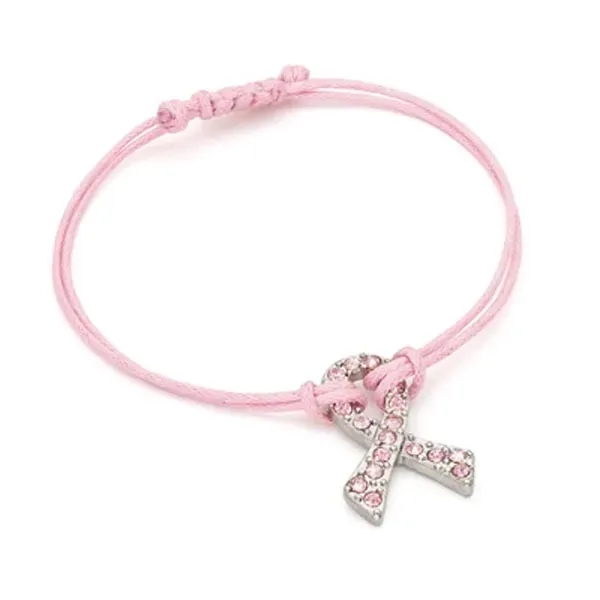 Crystal Breast Cancer Awareness Pink Ribbon Bracelet - Crystal Breast Cancer Awareness Pink Ribbon Bracelet - Image 0 of 7