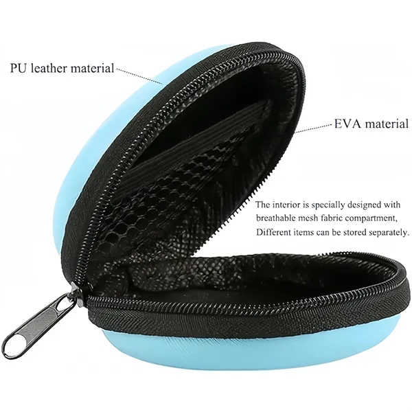 Round case Earphones Sturdy Carry Zipper  Portable Storage - Round case Earphones Sturdy Carry Zipper  Portable Storage - Image 3 of 4