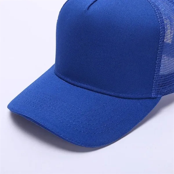 5-Panel High Crown Mesh Back Cotton Trucker Hat - 5-Panel High Crown Mesh Back Cotton Trucker Hat - Image 2 of 4