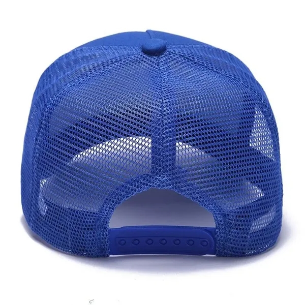 5-Panel High Crown Mesh Back Cotton Trucker Hat - 5-Panel High Crown Mesh Back Cotton Trucker Hat - Image 3 of 4
