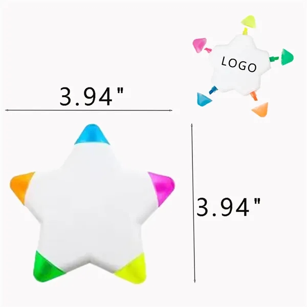 5-Color Five-Pointed Star Highlighter - 5-Color Five-Pointed Star Highlighter - Image 1 of 1