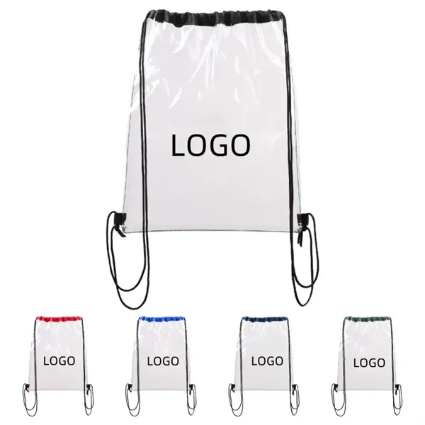 Large Clear Waterproof Stadium Drawstring Backpack - Large Clear Waterproof Stadium Drawstring Backpack - Image 0 of 4