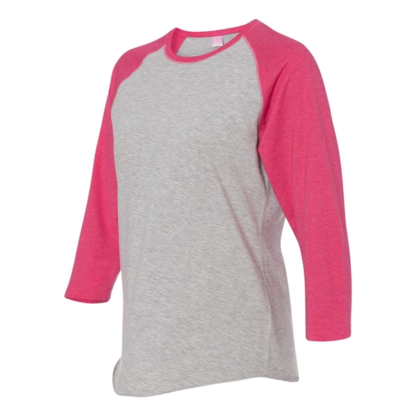 LAT Women's Baseball Fine Jersey Three-Quarter Sleeve Tee - LAT Women's Baseball Fine Jersey Three-Quarter Sleeve Tee - Image 10 of 47