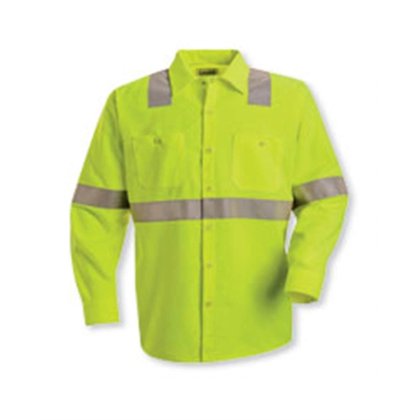 Red Kap High Visibility Safety Long Sleeve Work Shirt - Red Kap High Visibility Safety Long Sleeve Work Shirt - Image 1 of 9