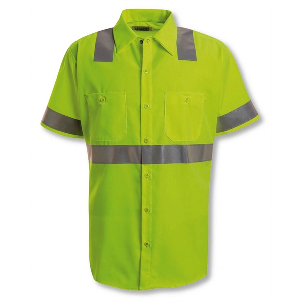 Red Kap High Visibility Safety Short Sleeve Work Shirt - Red Kap High Visibility Safety Short Sleeve Work Shirt - Image 1 of 9