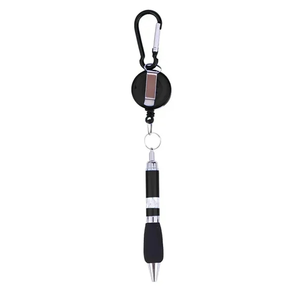 Retractable Soft Grip Metal Pen With Carabiner - Retractable Soft Grip Metal Pen With Carabiner - Image 2 of 5