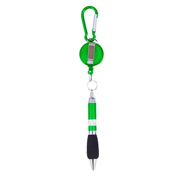 Retractable Soft Grip Metal Pen With Carabiner - Retractable Soft Grip Metal Pen With Carabiner - Image 4 of 5