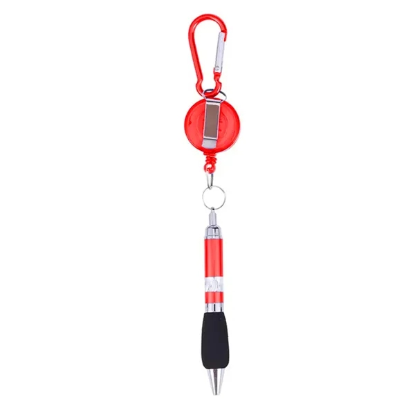 Retractable Soft Grip Metal Pen With Carabiner - Retractable Soft Grip Metal Pen With Carabiner - Image 5 of 5
