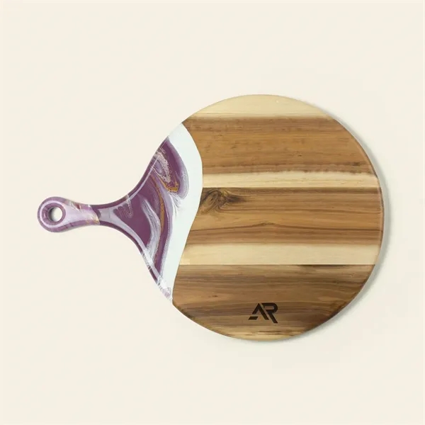 17" Custom Round Cheese Board w/ Handle - 17" Custom Round Cheese Board w/ Handle - Image 13 of 17