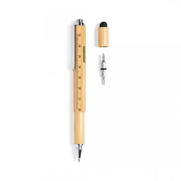 Multi Pen: Custom Logo 6-in-1 Bamboo Multi-Tool Pen - Multi Pen: Custom Logo 6-in-1 Bamboo Multi-Tool Pen - Image 1 of 5